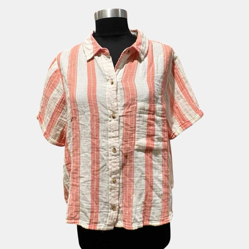 Old Navy  gauze Striped Button-Down Shirt size L